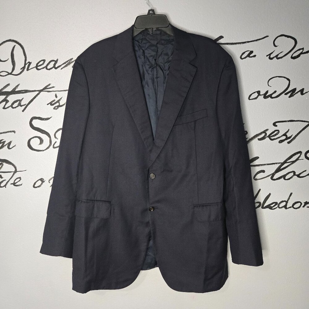 Vintage Oxxford Clothes Navy Superfine Merin 2 Button Suit Jacket Sport Coat